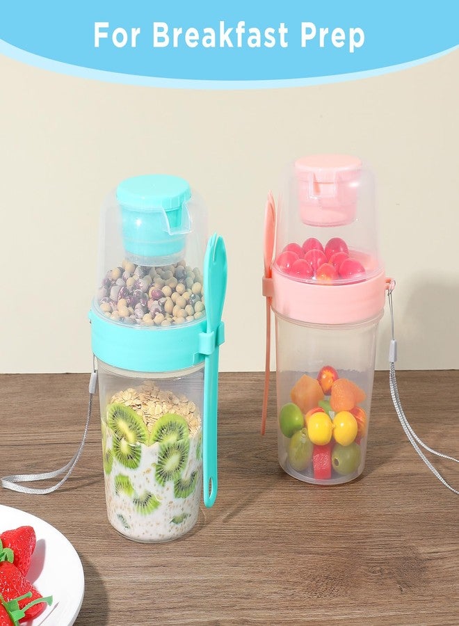Pafeooui 4 Pack Portable Breakfast Cups with Lids and Spoon, 27 oz Reusable Cereal Yogurt Parfait Cup with Topping Plastic Oats Container Storage for Yogurt, Cereal or Oatmeal - Image 5